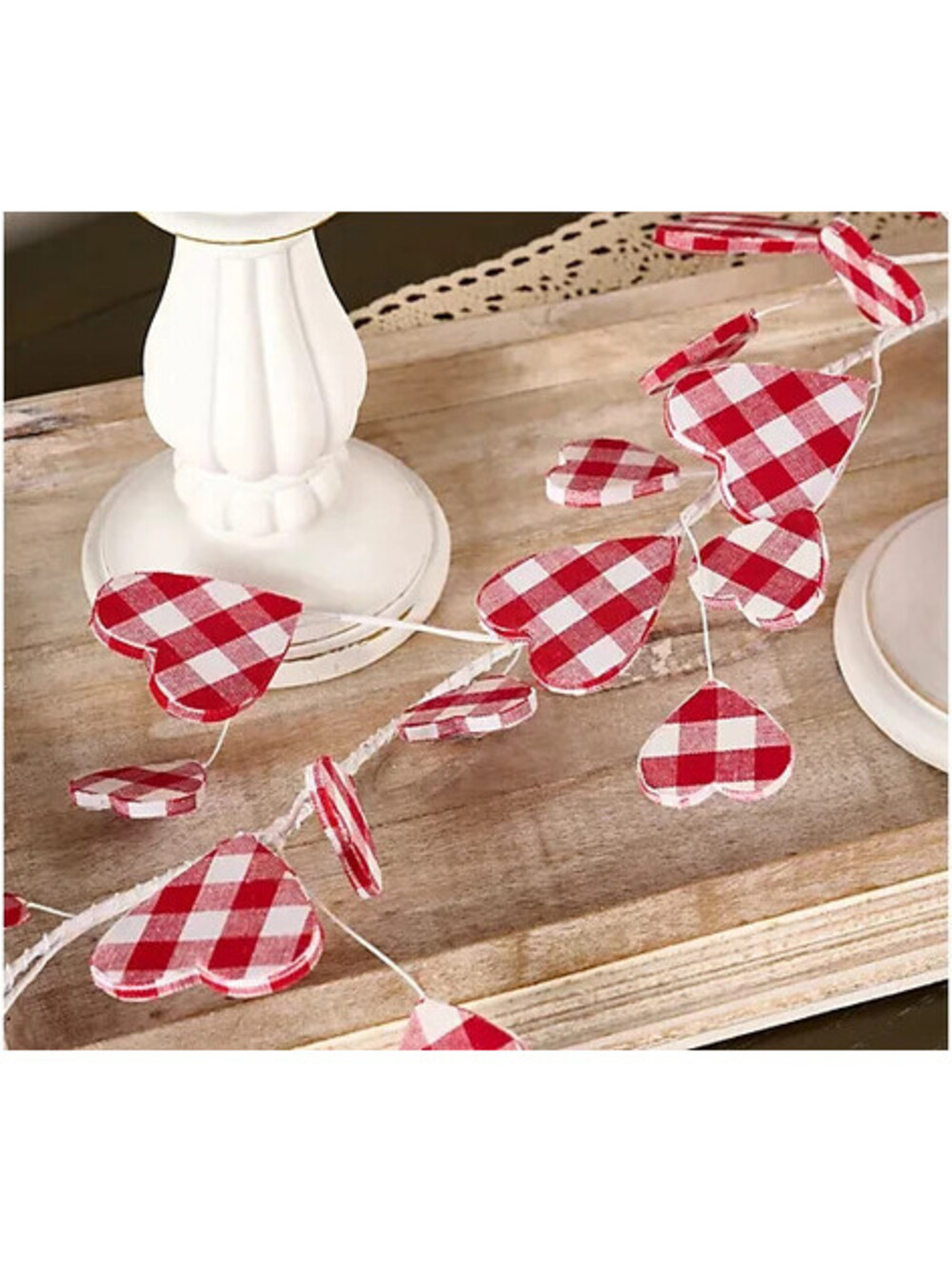 4' Red & White Checkered Heart Garland by Valerie